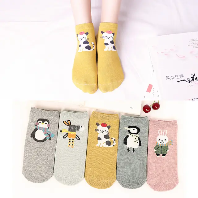 Women's Fashion Simple Cartoon Cotton Socks Xg22 - Shop at LoveMi