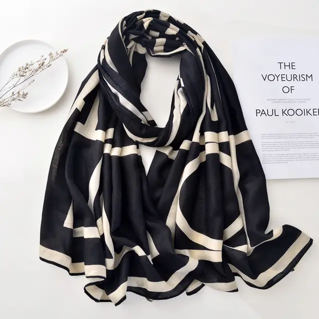 Autumn And Winter Korean Style All matching Geometric Shawl Sunscreen Scarf Inspired Design Warm Scarf C287 Black - Shop at LoveMi