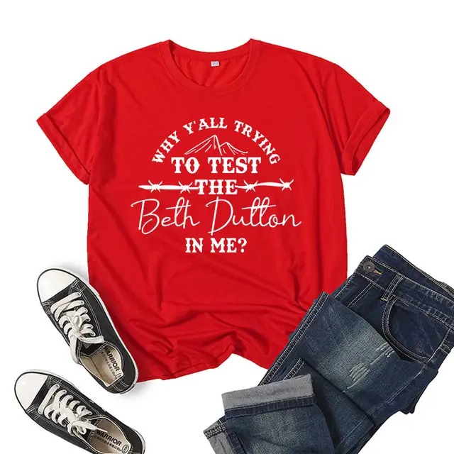 Try Why Y'all Trying To Test Printed Short Sleeve Round Neck T shirt Red - Shop at LoveMi