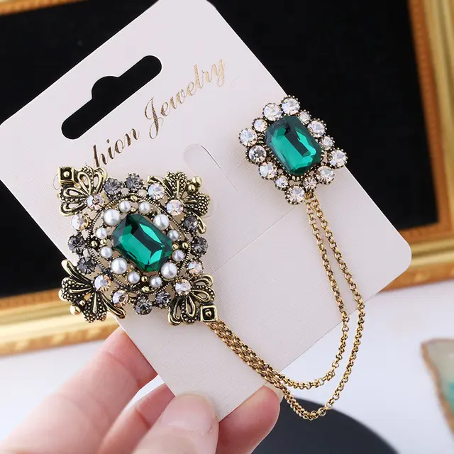 Collar Flower Shirt Jewelry Pins Suit Green - Shop at LoveMi