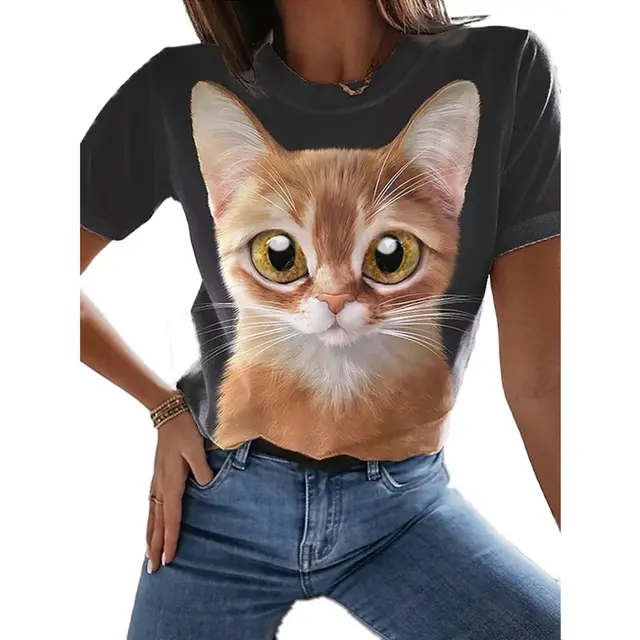 Top Cat T shirt Short Sleeve Casual Women's Round neck Cat Series2 - Shop at LoveMi