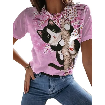 Top Cat T shirt Short Sleeve Casual Women's Round neck Cat Series4 Xl - Shop at LoveMi