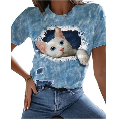 Top Cat T shirt Short Sleeve Casual Women's Round neck Cat Series5 Xxl - Shop at LoveMi