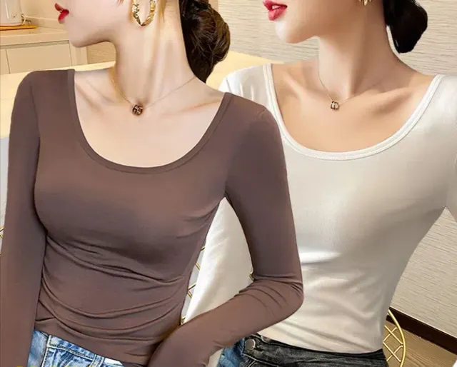 Modal Underlay Women's With U Neck Slimming Coffee White - Shop at LoveMi