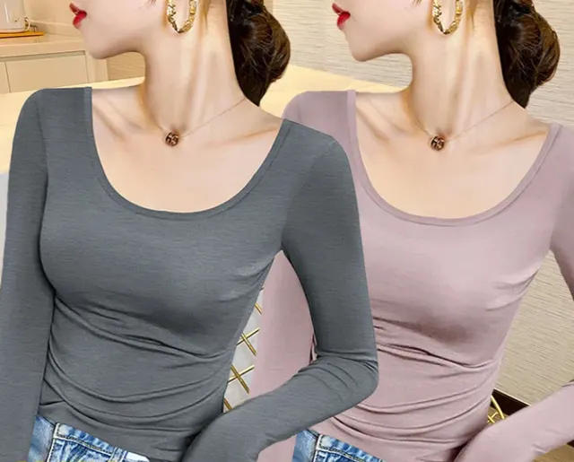 Modal Underlay Women's With U Neck Slimming Grey Pink - Shop at LoveMi