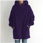 Women's Fuzzy Hoodies Long Sport Pullover Hoodie Full-Zip Hoodie Sweatshirt - Purple