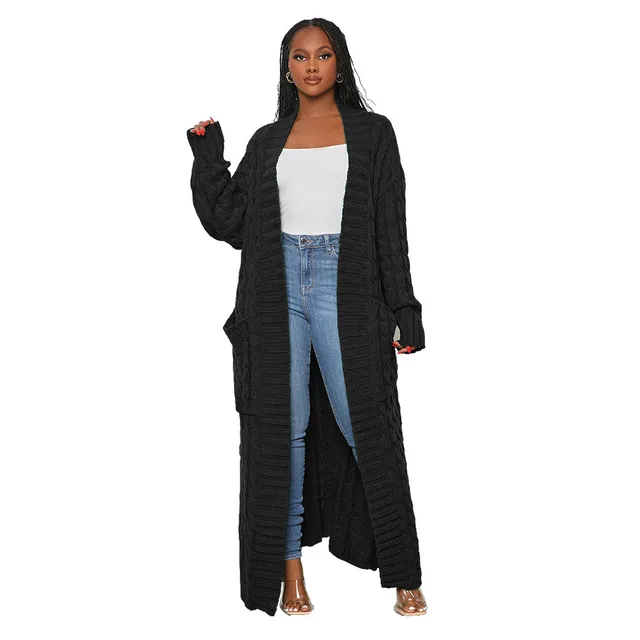 Women's Autumn And Winter New Loose Knitted Cardigan Sweater Jacket Black - Shop at LoveMi