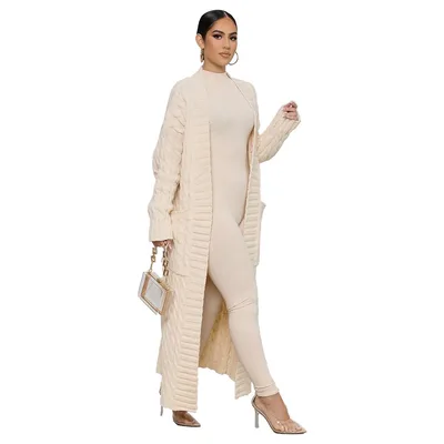 Women's Autumn And Winter New Loose Knitted Cardigan Sweater Jacket Cream - Shop at LoveMi