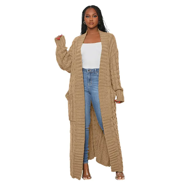 Women's Autumn And Winter New Loose Knitted Cardigan Sweater Jacket Light Camel - Shop at LoveMi