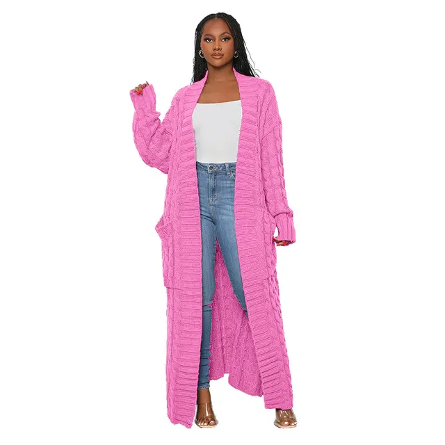 Women's Autumn And Winter New Loose Knitted Cardigan Sweater Jacket Pink - Shop at LoveMi