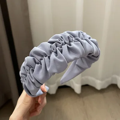 Vintage Pleated Wide Edge Hair Band Light Blue - Shop at LoveMi
