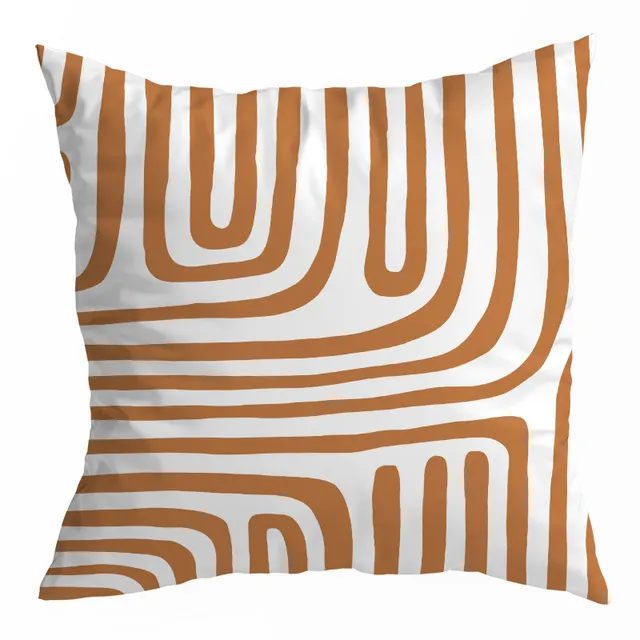 Nordic Orange Geometric Throw Pillow Cover Abstract Peach Skin Plush Style10 - Shop at LoveMi