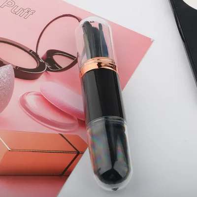 Mini Eye Skin Tone Retractable Portable Four In One Makeup Brush Beauty Tool Black Gold - Shop at LoveMi