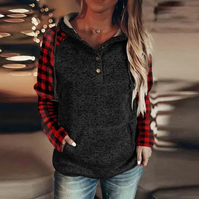 Women's Casual Long Sleeve Loose Hooded Color Matching Sweater Nwy01Khdz2 - Shop at LoveMi