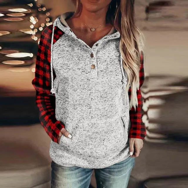 Women's Casual Long Sleeve Loose Hooded Color Matching Sweater Nwy01Khdz5 - Shop at LoveMi