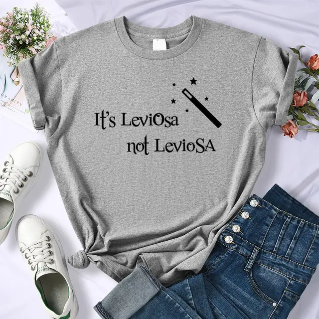 Magic Letter Print Short sleeve T shirt Top Gray - Shop at LoveMi