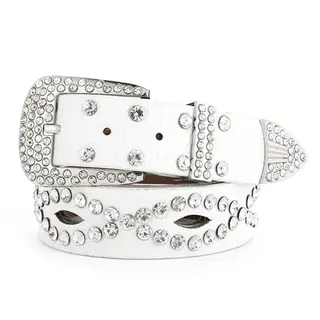 Fashionable And Versatile White Decorative Ladies Korean Jeans Wide Belt - Skeleton Coquette White