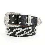 Fashionable And Versatile White Decorative Ladies Korean Jeans Wide Belt - Wave Models Black
