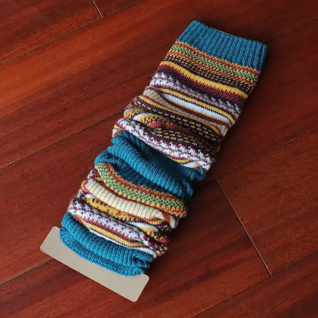 Women's Soft Fashion Colorblock Wool Coarse Knitted Socks C Style Sky Blue - Shop at LoveMi