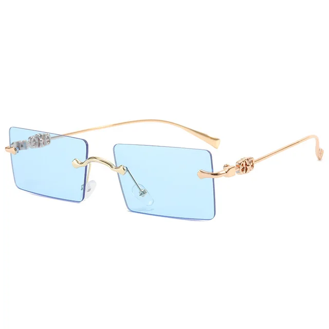 Fashion Rimless Cut Edge New Gradual Change Sunglasses Blue - Shop at LoveMi