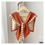 Women's Fashion Knitted Shawl With Neck Scarf - Orange