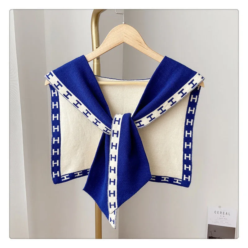 Women's Fashion Knitted Shawl With Neck Scarf Royal Blue - Shop at LoveMi