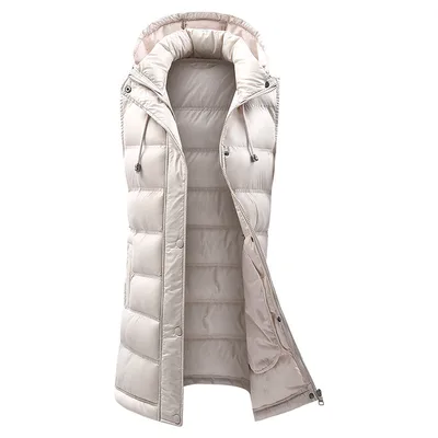 Women's Hooded Cotton Vest Beige - Shop at LoveMi