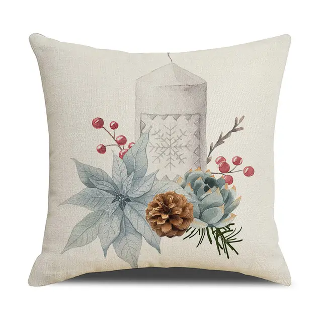 Simple Linen Printed Watercolor Christmas Pillow Cover Xm78 2Style - Shop at LoveMi