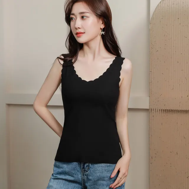 Double Sided Warm Vest Women's Large Seamless Plush Heating Underwear Black - Shop at LoveMi