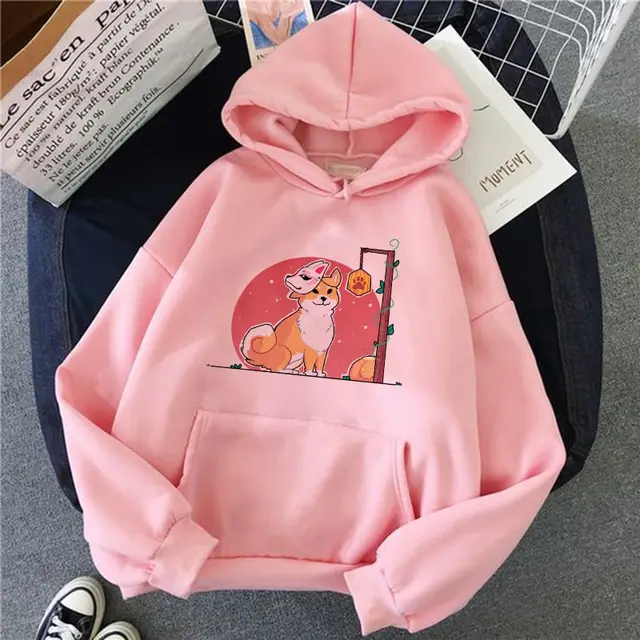 Korean Loose Hoodie Printed Long Sleeve Slouchy Style Pink - Shop at LoveMi