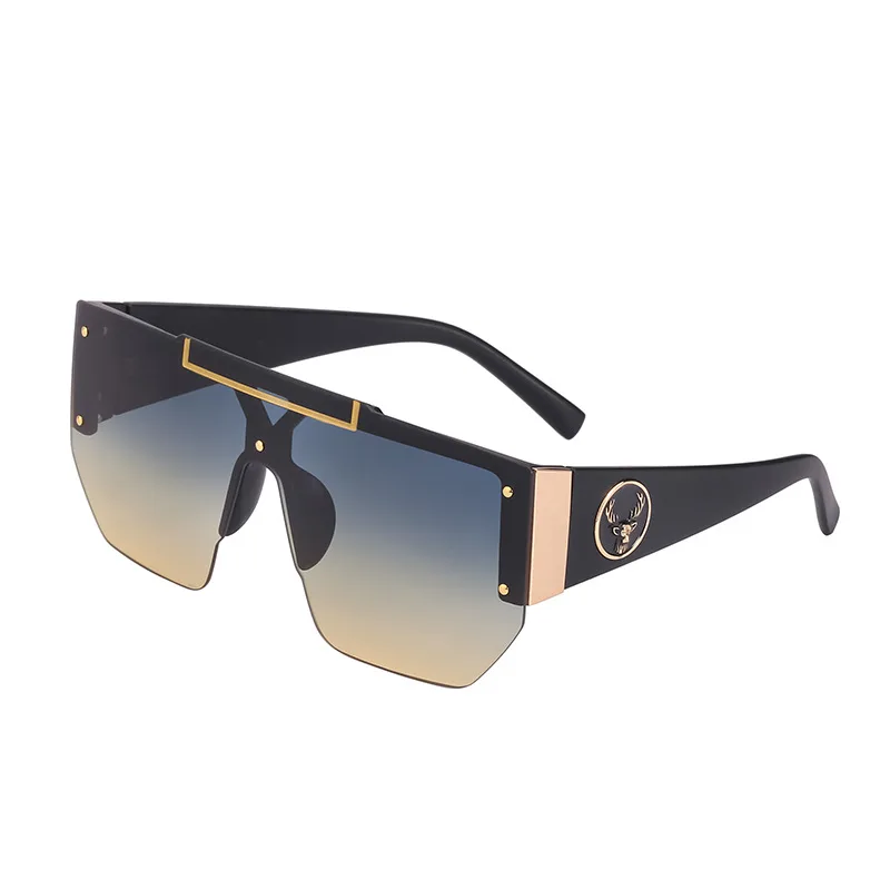 Women's Anti Ultraviolet One-piece Sunglasses - C8 Upper Blue And Lower Orange