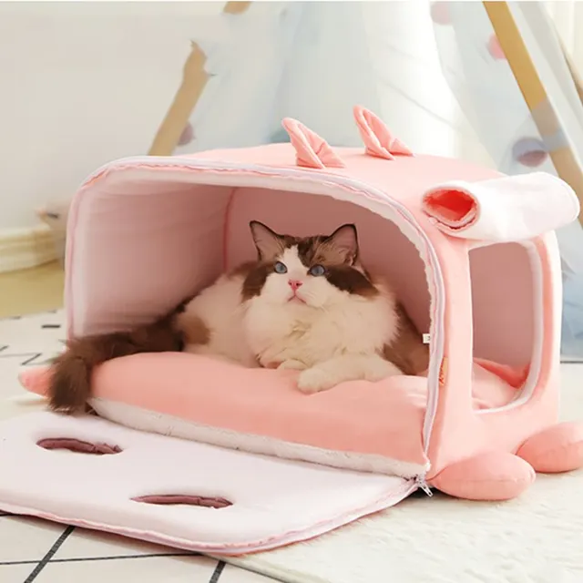 Closed Type Warm Cat House In Winter Closed Warm Rabbit Ear Cat Nes - Shop at LoveMi