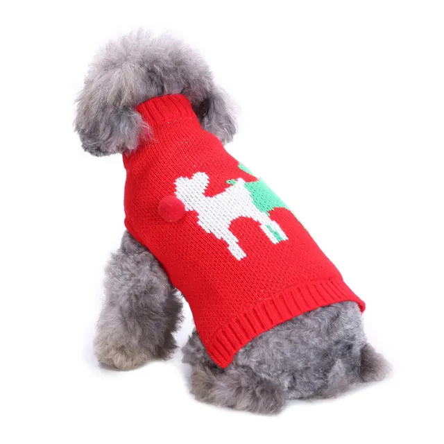 Pet Bone Stripe High Neck Christmas Sweater Myd92 Red - Shop at LoveMi