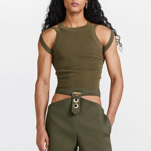 Personalized Suspenders With Hollow Knitted Vest On Both Shoulders Green - Shop at LoveMi