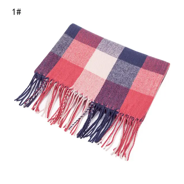 European And American Autumn And Winter Cashmere like Red Plaid Double sided Color Plaid Tassel Scarf Women Plus sized Size Shawl 1 Red Grid - Shop at LoveMi