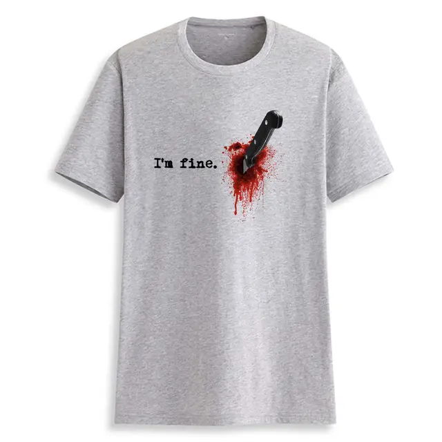I'm Fine 3D Three dimensional Red Inkjet Printing Pattern Gray - Shop at LoveMi