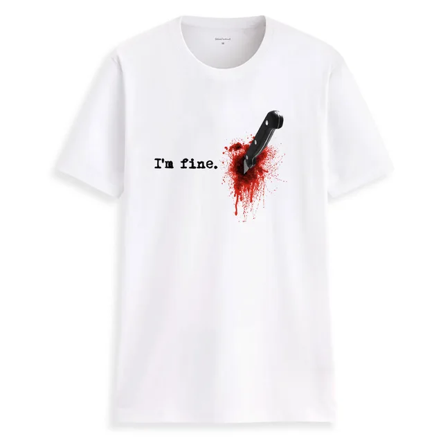 I'm Fine 3D Three dimensional Red Inkjet Printing Pattern White - Shop at LoveMi