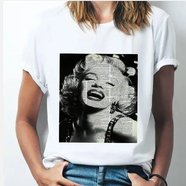 Summer Bubble Blowing Girl Cartoon Print Women's Loose Short Sleeve White Round Neck T shirt 16553 - Shop at LoveMi