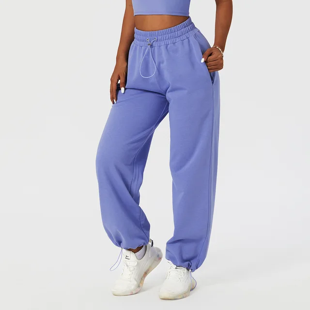 Autumn And Winter Drawstring Loose Bound Sports Pants For Women Blue - Shop at LoveMi