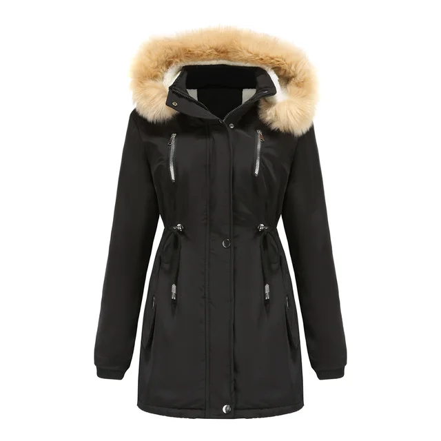 WInter Coat Detachable Hooded Feece Jacket Women Black - Shop at LoveMi