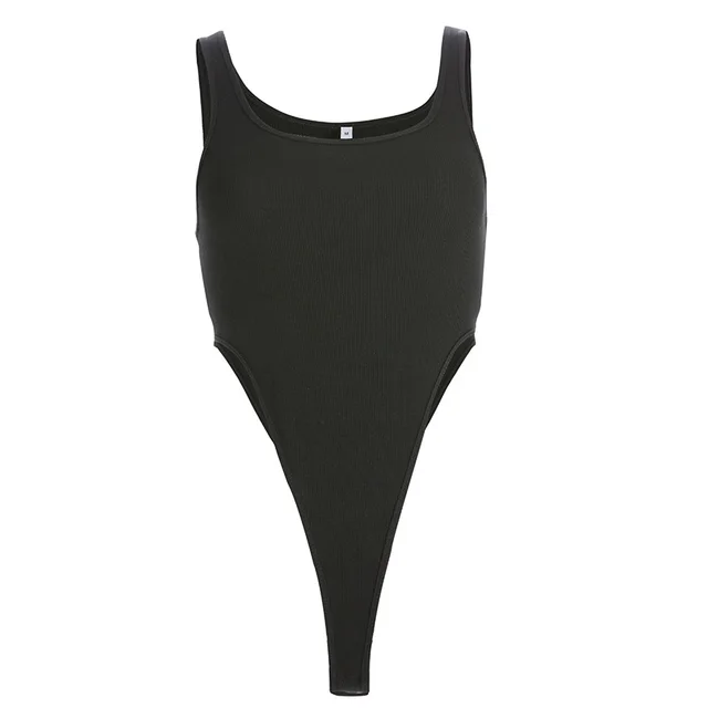 Women's Solid Color Sexy U Collar Vest Street Midriff Outfit Jumpsuit Black - Shop at LoveMi