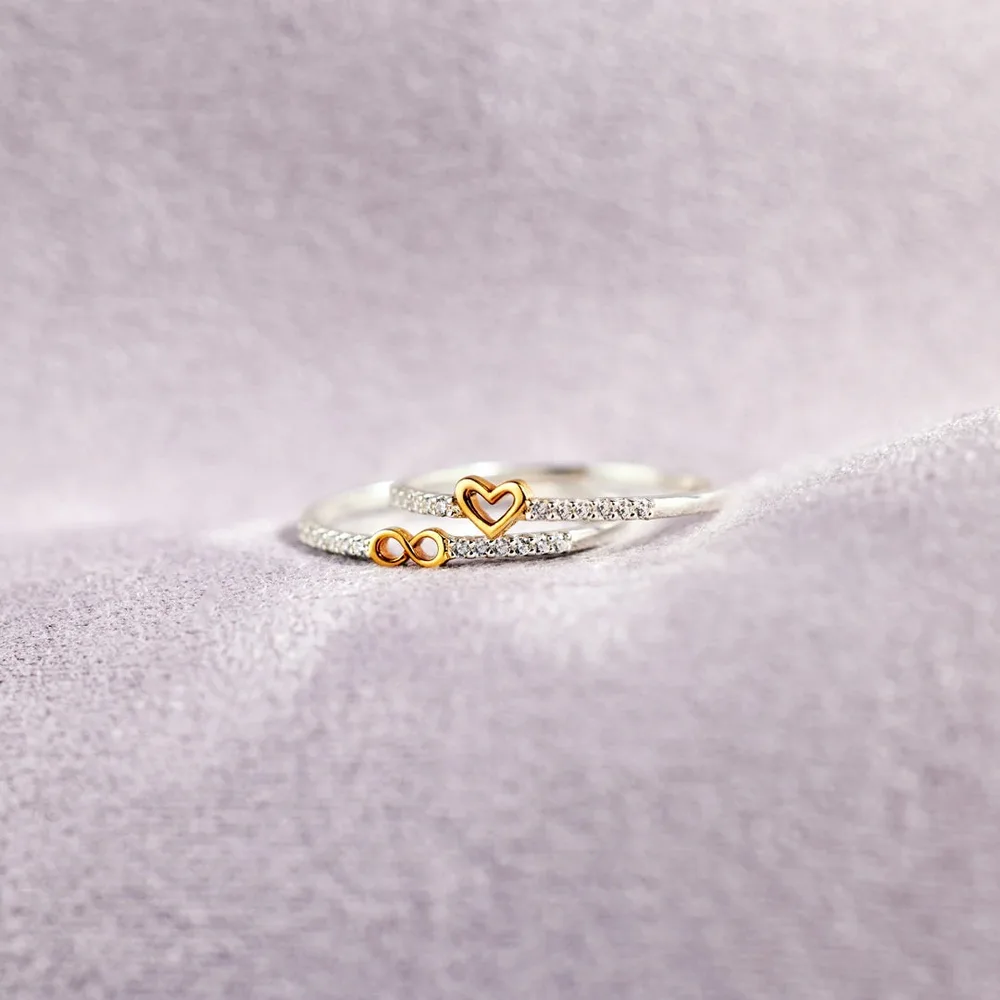 European American Style Zircon Inlaid Ring - Set A Pair Of Rings