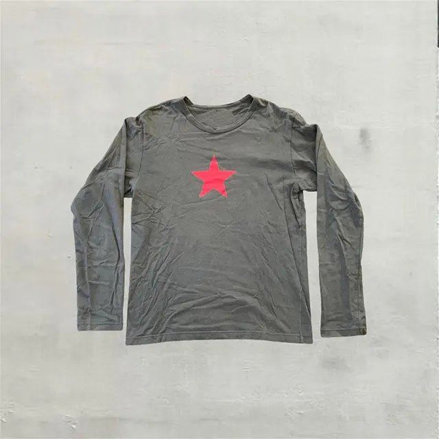 Loose Round Neck XINGX Long Sleeve Top T shirt Red - Shop at LoveMi