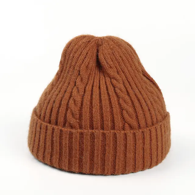 Autumn And Winter Fried Dough Twist Knitting Warm Wool Hat Caramel - Shop at LoveMi