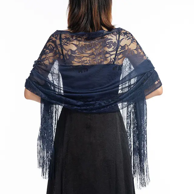 Lace Shawl Bridesmaid Evening Dress Cheongsam Shawl Navy Blue - Shop at LoveMi