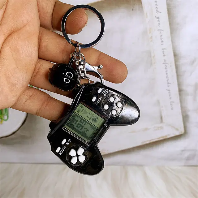 Retro Mini Square Handle Game Machine Key Ring Pendant Children's Cute Toy Gift Transparent Black Handle - Shop at LoveMi