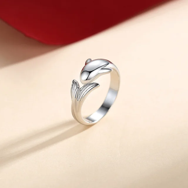 Simple Diamond Inlaid Small Fish Couple Ring J817 Mens - Shop at LoveMi