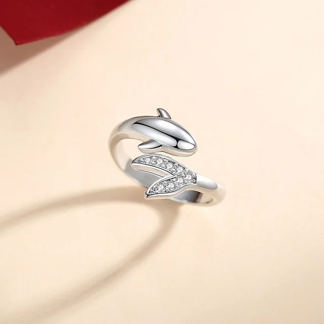 Simple Diamond Inlaid Small Fish Couple Ring J817 Womens - Shop at LoveMi
