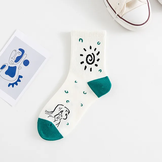 Women's New Mid calf Cartoon Cotton Socks Sun Girl - Shop at LoveMi