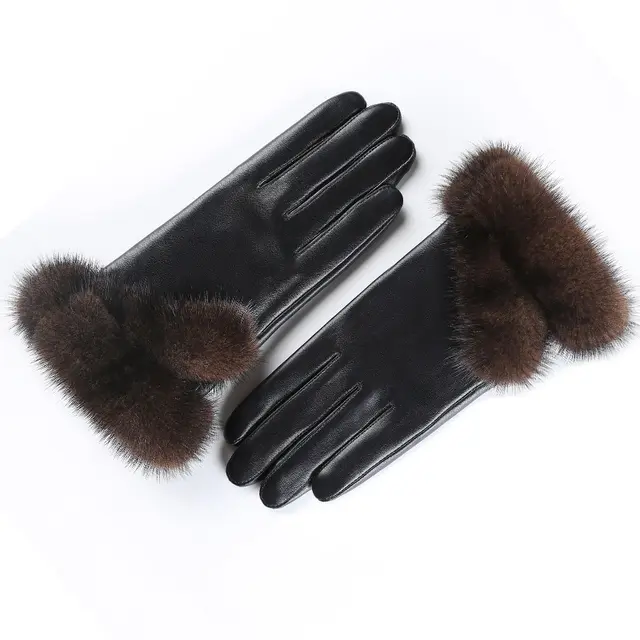 Women's Touch Screen Sheepskin Gloves In Winter Brown - Shop at LoveMi
